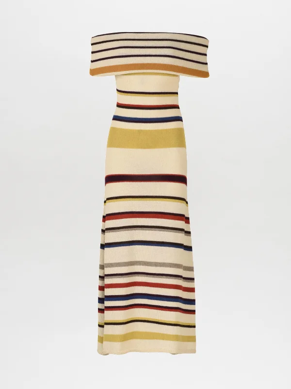 Eva Dress Multi Mustard Stripe Affordable Luxury Women's Garments Affordable Luxury Women's Garments