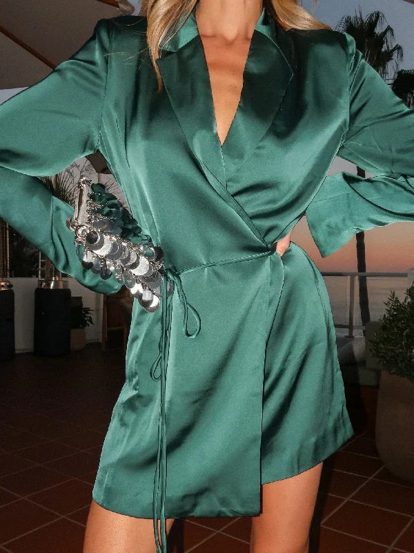 Acacia Blazer Wrap Dress in Emerald Women's Seasonal Clothes Women's Seasonal Clothes