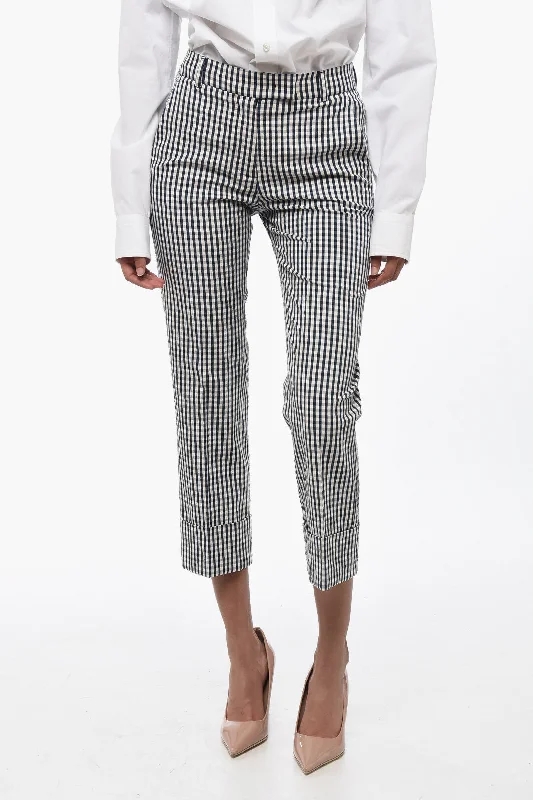 QL2 Gingham Patterned Chinos Pants with Cuff Minimalist Style Minimalist Style