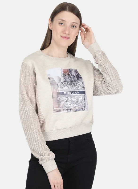 Women Beige Printed Sweatshirt Stylish And Comfortable Clothing For Women Stylish And Comfortable Clothing For Women