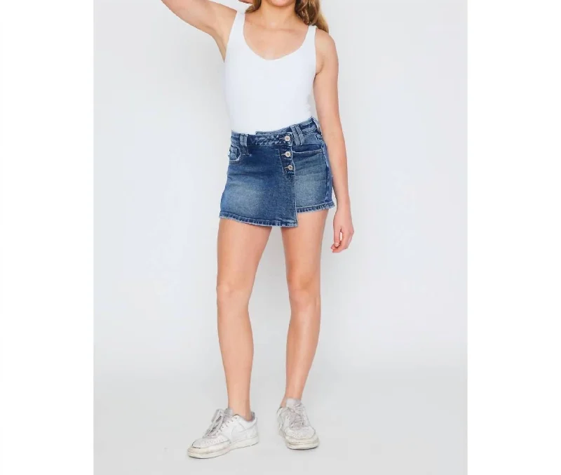 Girls Cross Over Skort In Medium Wash Women's Fashion Clothing Women's Fashion Clothing