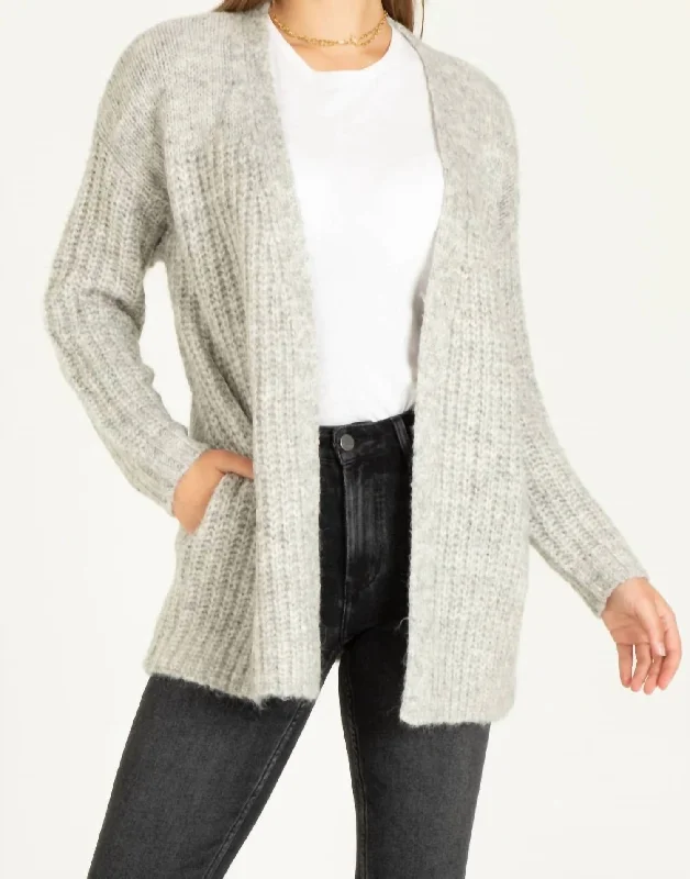 Hibiscus Cardigan In Heather Grey Casual Chic Women's Clothes Casual Chic Women's Clothes