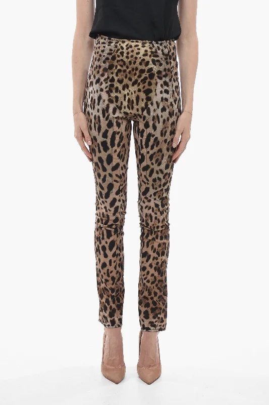 Dolce & Gabbana Animal Patterned Skinny Fit Pants Women's Sporty Chic Clothes Women's Sporty Chic Clothes