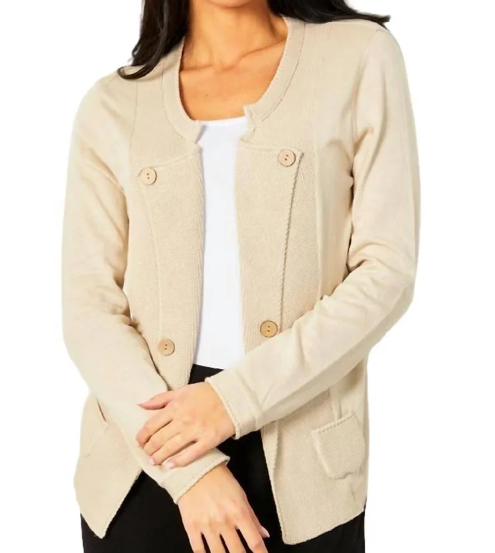 Buttoned Lapel Cardigan In Sand Chic Clothes For Women Chic Clothes For Women