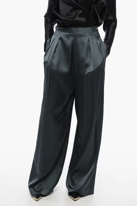 Fabiana Filippi Satin Palazzo Pants With Double-Pleats Women's Urban Clothing Women's Urban Clothing