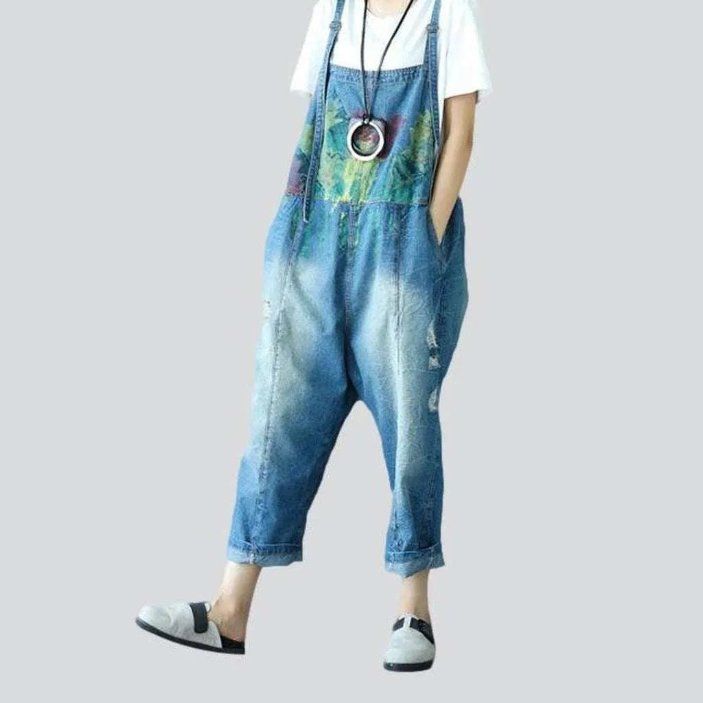 Stylish painted denim dungaree for women Women's Vacation Clothes Women's Vacation Clothes