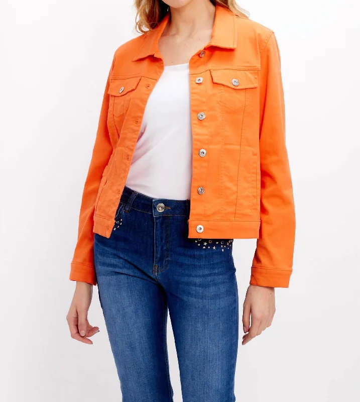 Casual Everyday Buttoned Jacket In Orange Affordable Luxury Women's Apparel Affordable Luxury Women's Apparel