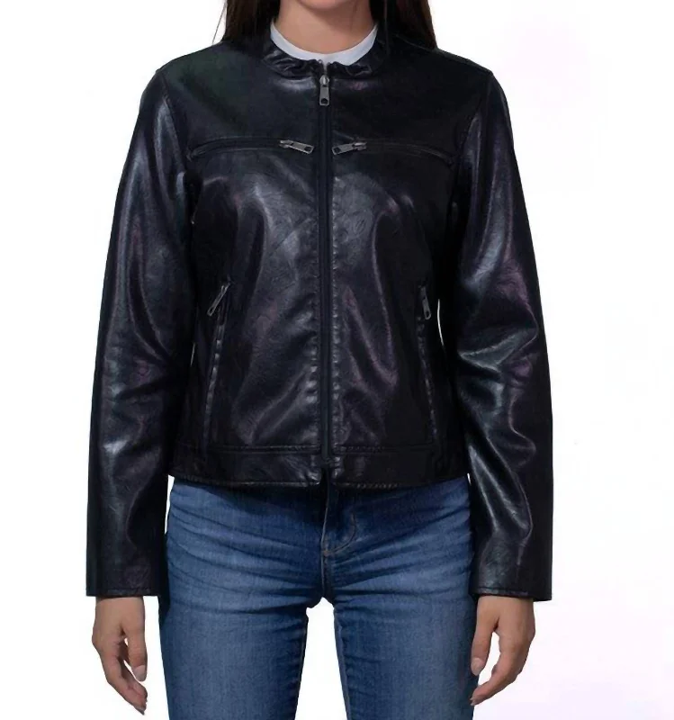 Synthetic Leather Racer Jacket In Black Timeless Classics Timeless Classics