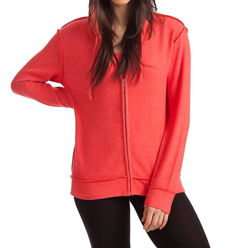 Kylie Hooded Kashmira Cardigan In Coral Women's Everyday Garments Women's Everyday Garments