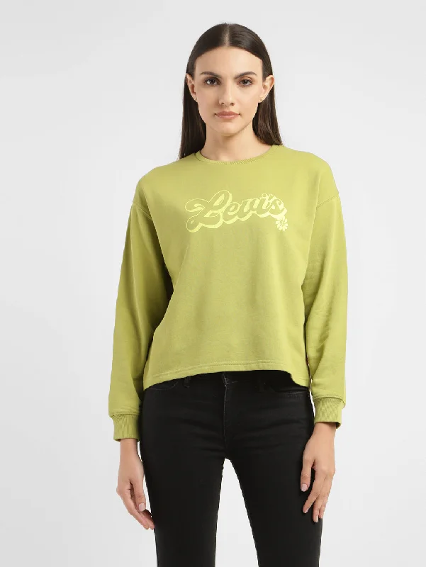 Women's Graphic Print Green Crew Neck Sweatshirt Women's Vintage Clothes