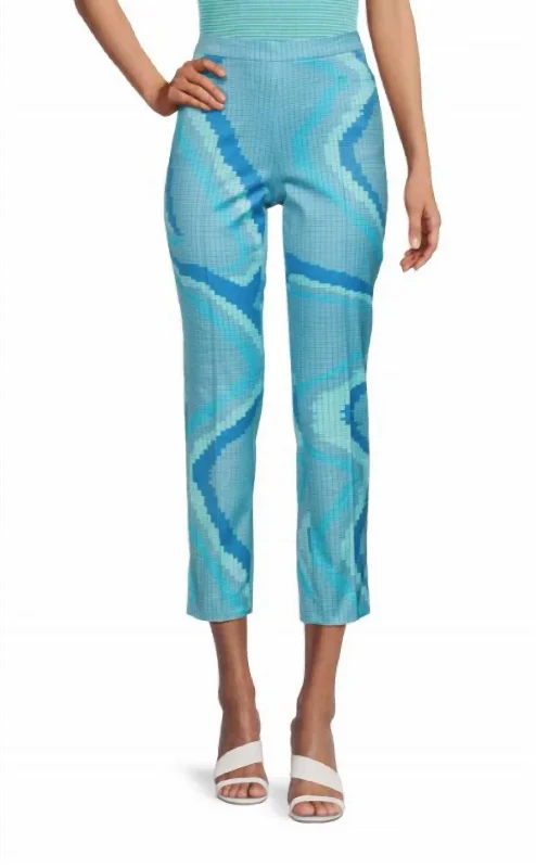 Franca Wave Print Ankle Dress Pant In Turquoise Multi Timeless Women's Fashion Styles Timeless Women's Fashion Styles