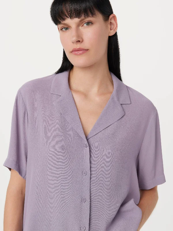 The Fluid Camp Collar Blouse in Slate Violet Street Style Fashion Street Style Fashion