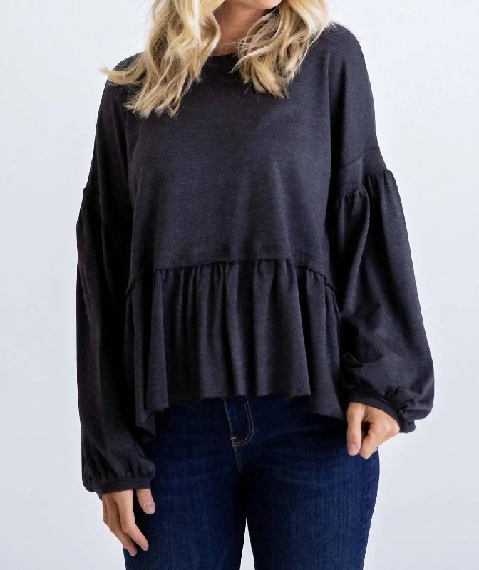 Knit Oversize Top In Charcoal Women's Apparel Women's Apparel