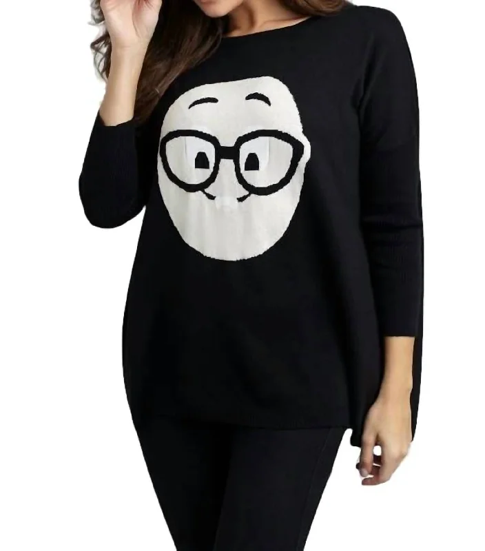 Geek Chic Emoji Pullover In Black Affordable Luxury Women's Garments Affordable Luxury Women's Garments