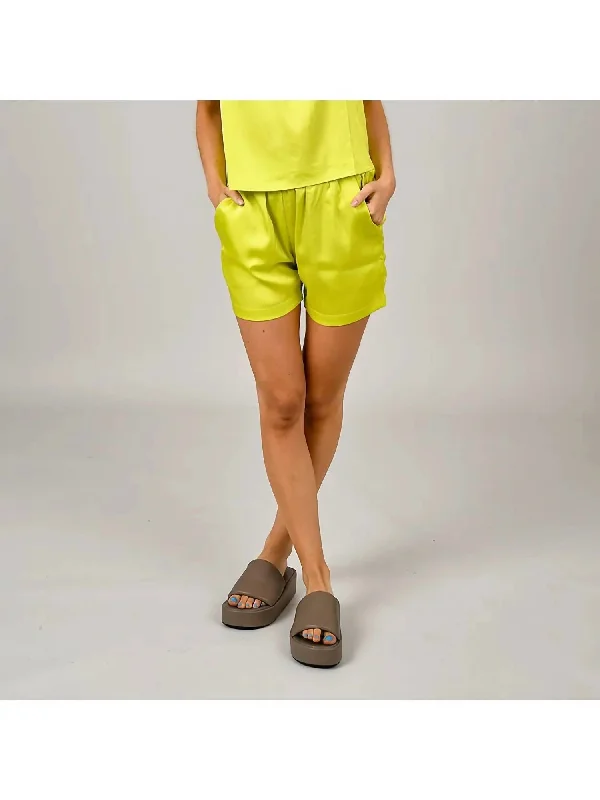 Patti Pull-On Short W/ Slant Pocket In Sunny Lime Workwear Fashion for Women Workwear Fashion for Women