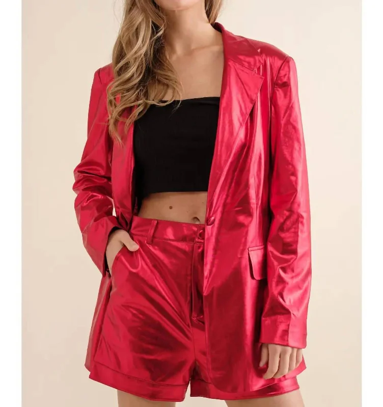 Lips & Rosy Cheeks Shorts In Red Women's Stylish Outerwear Women's Stylish Outerwear