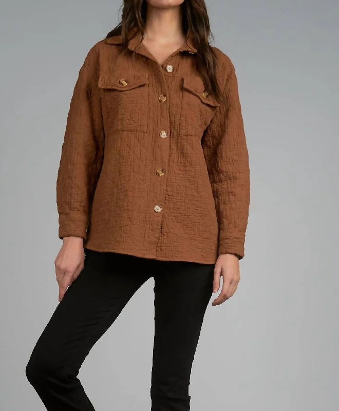 Quilted Jacket In Copper Women's Plus-Size Apparel Women's Plus-Size Apparel