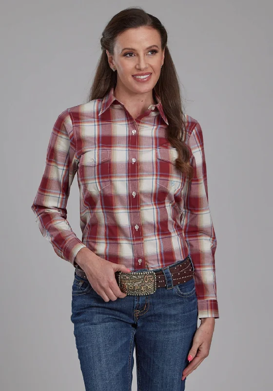 Roper Womens 57 Chevy Plaid Red 100% Cotton Btn L/S Shirt Online Boutique Stores Online Boutique Stores