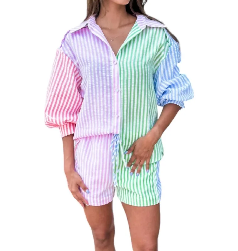 Seersucker Short In Multi-Colored Women's Holiday Clothing Women's Holiday Clothing