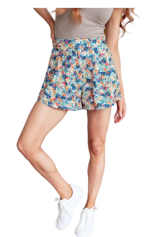 Drop Of Golden Sun Floral Shorts In Blue Best Online Clothing Boutiques Best Online Clothing Boutiques