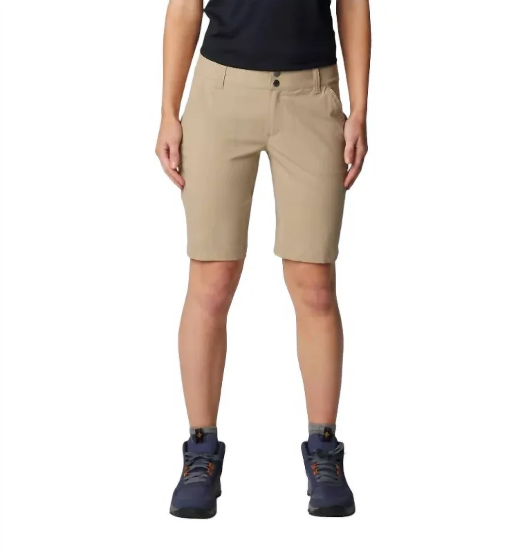 Women's Saturday Trail Long Short In British Tan Women's Travel Outfit Set Women's Travel Outfit Set