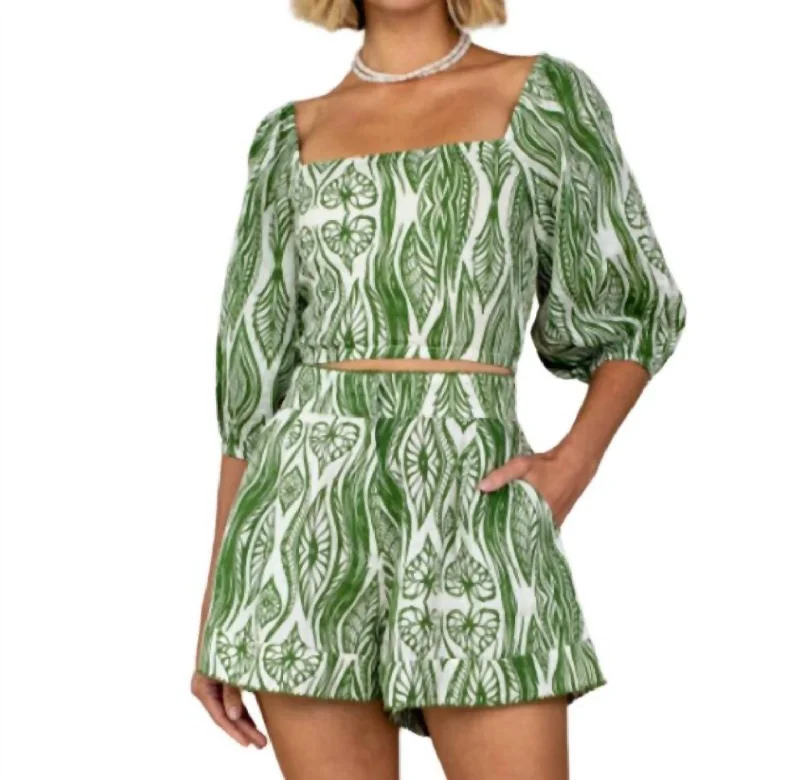 Sam Shorts In Lilypad Women's Clothing For Holiday Travel Women's Clothing For Holiday Travel