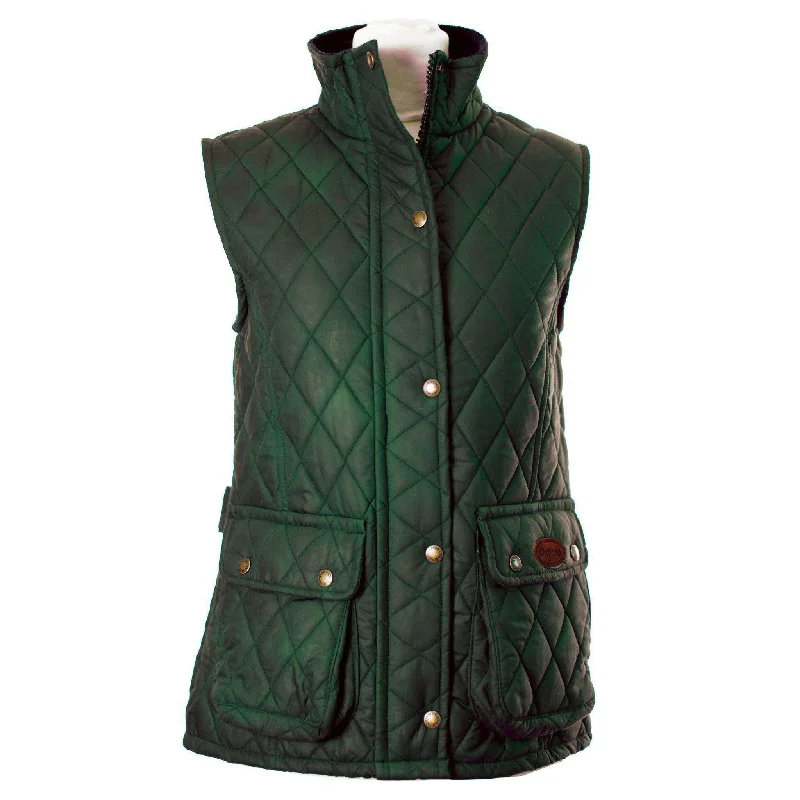 W12 - Women's Newbury Waxed Quilted Gilet - GREEN Seasonal Sale Seasonal Sale