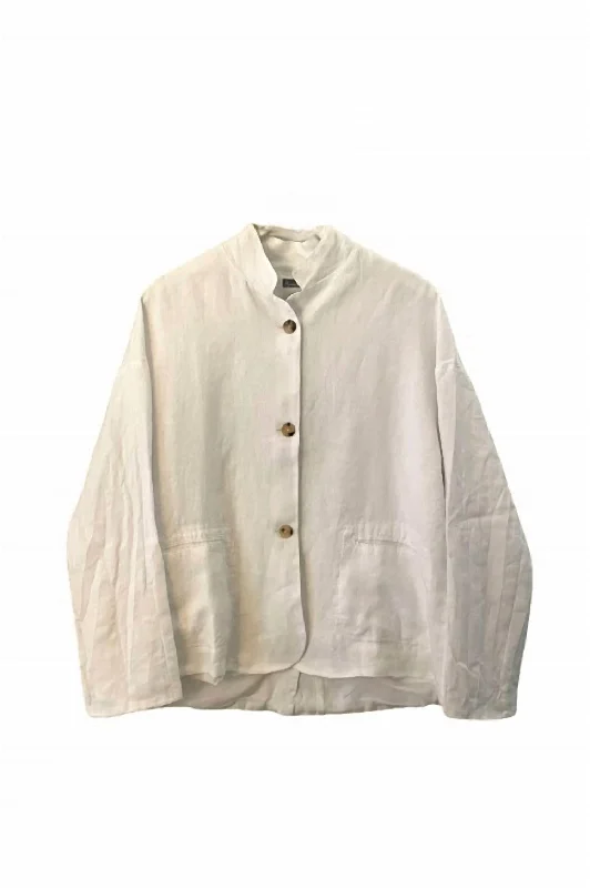 Women's Cotton And Linen Jacket In Optical White Clearance Sale Clearance Sale