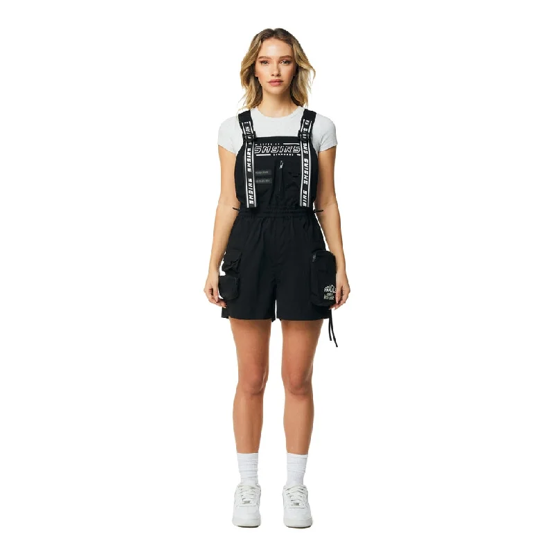 Utility Overall Shorts - Black Affordable Women's Clothes Affordable Women's Clothes