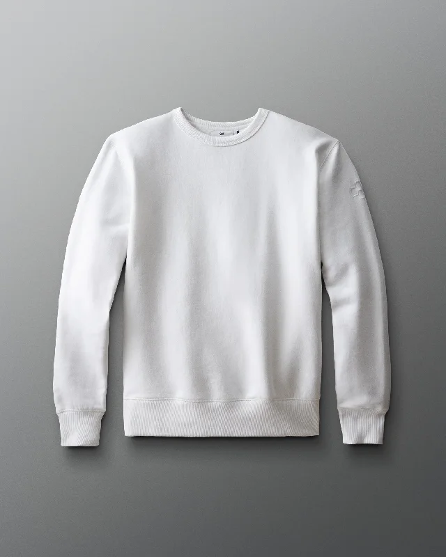 Comfort Fleece Crewneck - White Women's Clothing For Work Women's Clothing For Work