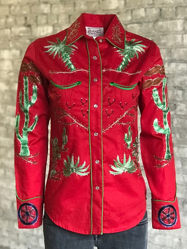 Rockmount Womens Red 100% Cotton Porter Wagoner L/S Shirt Flash Sale Event Flash Sale Event