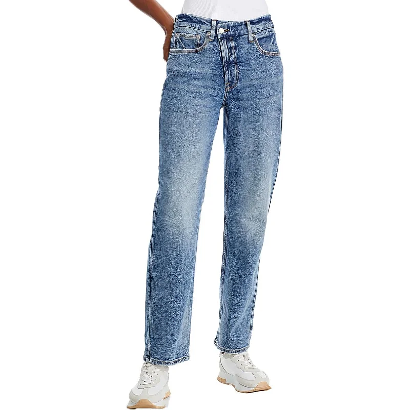 Womens Denim Distressed Straight Leg Jeans Women's Vintage Garments Women's Vintage Garments