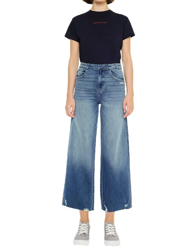 High Rise Cropped Wide Leg Jeans In Medium Women's Comfy Attire For Lounging Women's Comfy Attire For Lounging