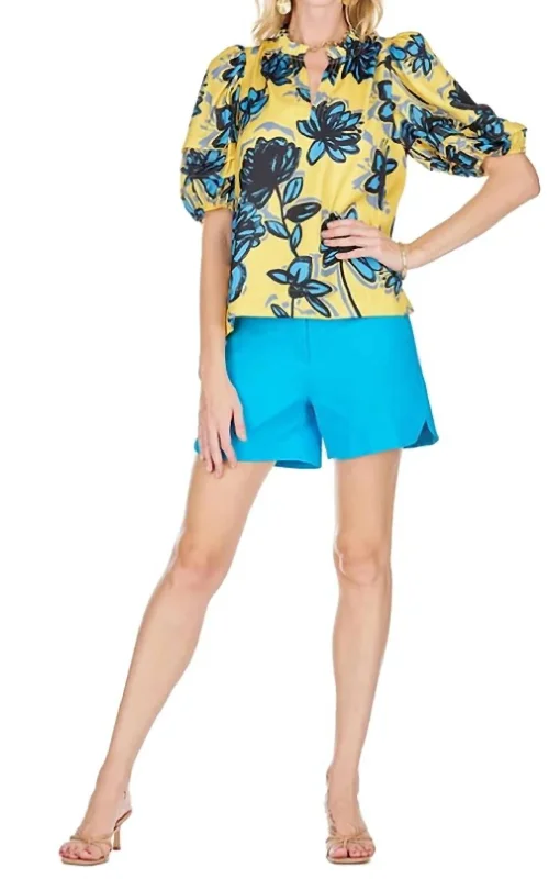 Side Round Short In Turquoise High-Fashion Women's Clothing High-Fashion Women's Clothing