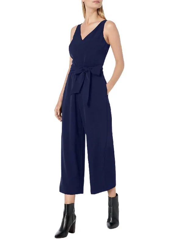 Sleeveless V-Neck Jumpsuit In Blue Elegant Women's Clothing Online Elegant Women's Clothing Online