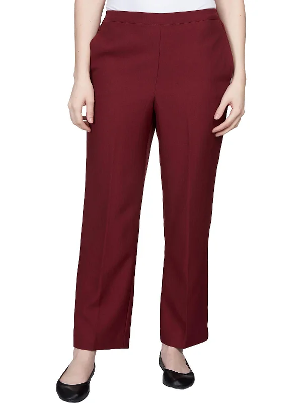 Petites Womens Textured Polyester Straight Leg Pants Online Boutiques Clothing Online Boutiques Clothing