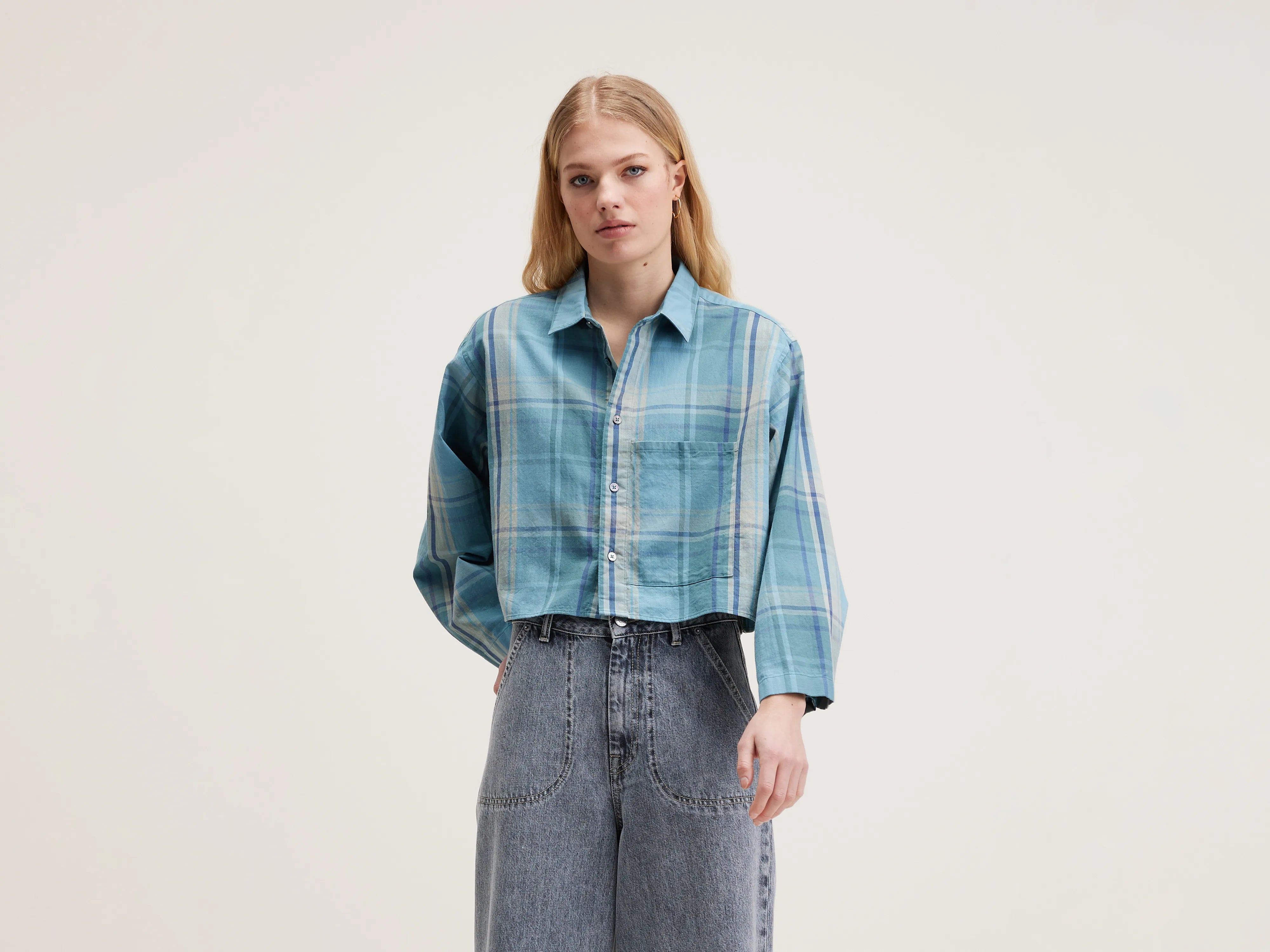 Greene cropped shirt (242 / W / CHECK A) Clothing Brands Clothing Brands