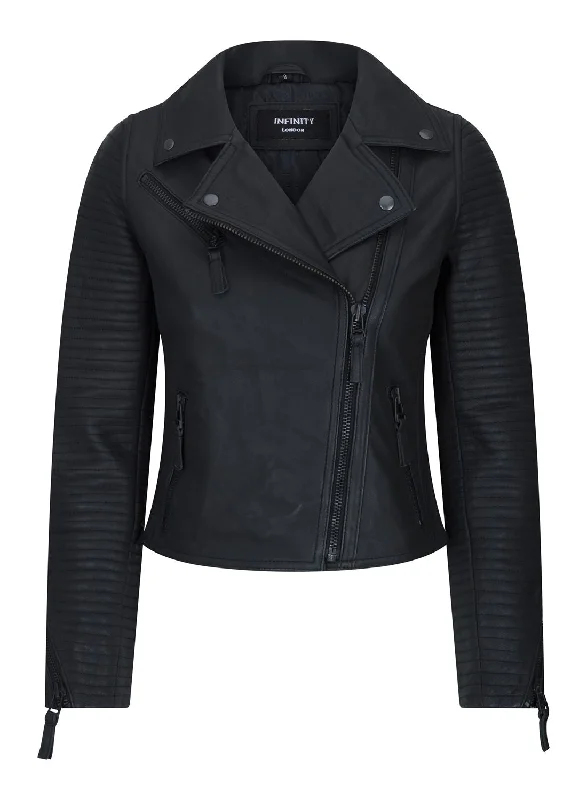 Cross Zip Biker Leather Jacket Matt Plus-Size Women's Garments Plus-Size Women's Garments