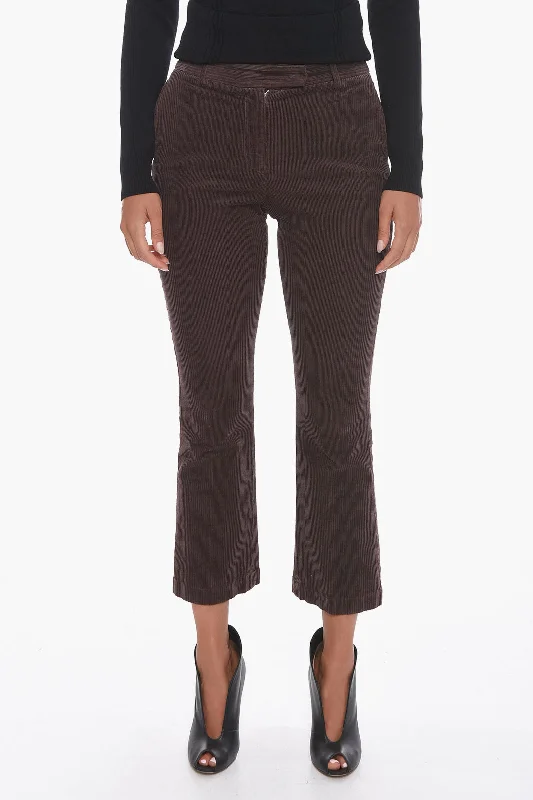 QL2 Corduroy Palazzo Trousers with Cropped Leg Plus-Size Women's Clothing Plus-Size Women's Clothing