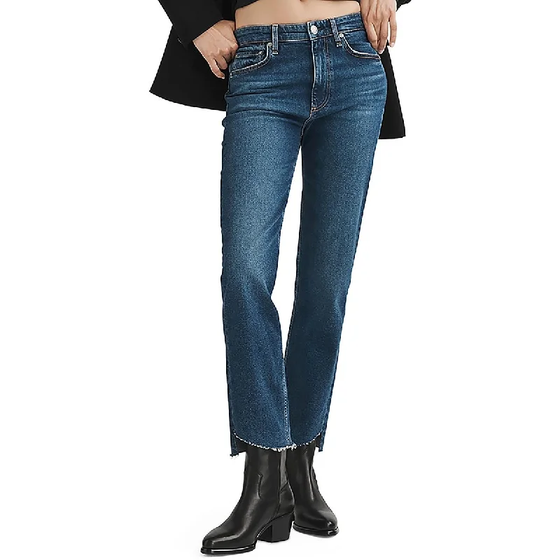 Harlow Womens Pocket Denim Straight Leg Pants Women's Layered Outfit Women's Layered Outfit