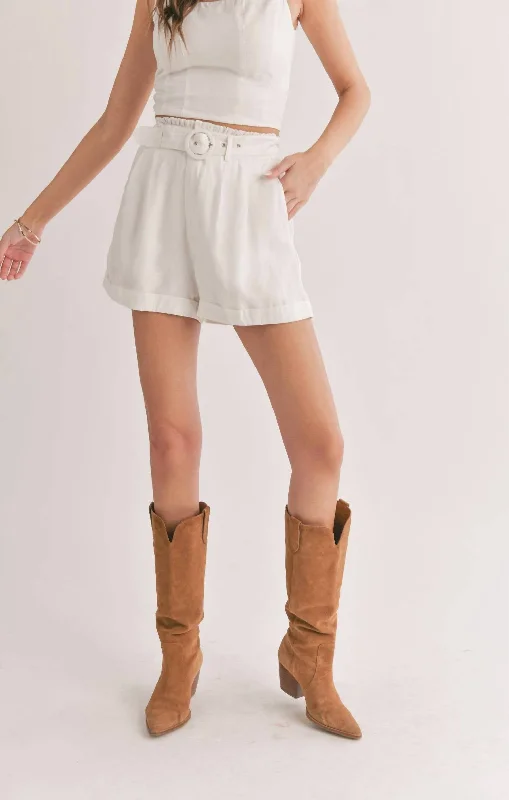 Dunes Belted Shorts In White Holiday Special Offers Holiday Special Offers