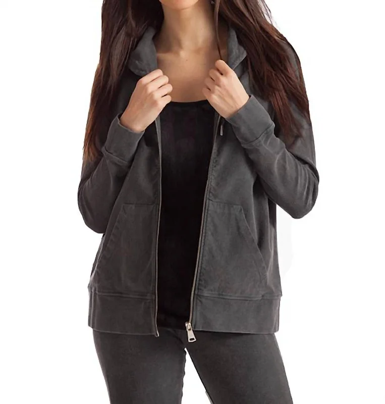 Lauren Hooded Cardigan In Charcoal Affordable Women's Clothing Affordable Women's Clothing