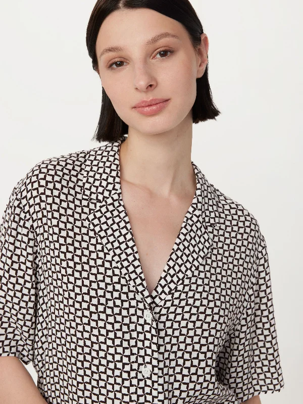 The Fluid Camp Collar Blouse in White Athleisure Wear Athleisure Wear