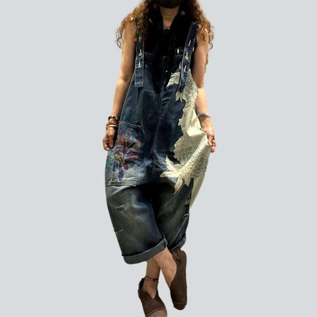 Women's baggy painted denim overall Affordable Women's Clothing Affordable Women's Clothing