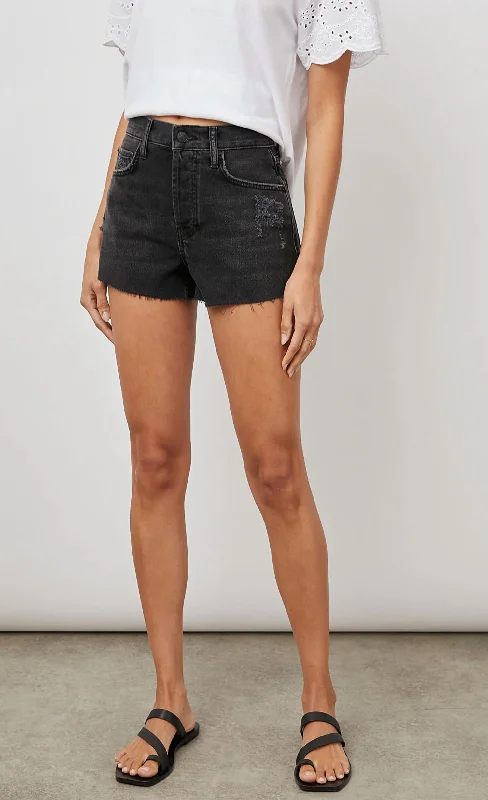 Fairfax Denim Shorts In Ash Black Modern Women's Fashion with Vintage Touches Modern Women's Fashion with Vintage Touches