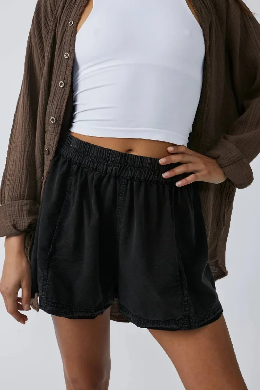 Get Free Poplin Pull On Shorts In Black Women's Clothing Sale Online Women's Clothing Sale Online