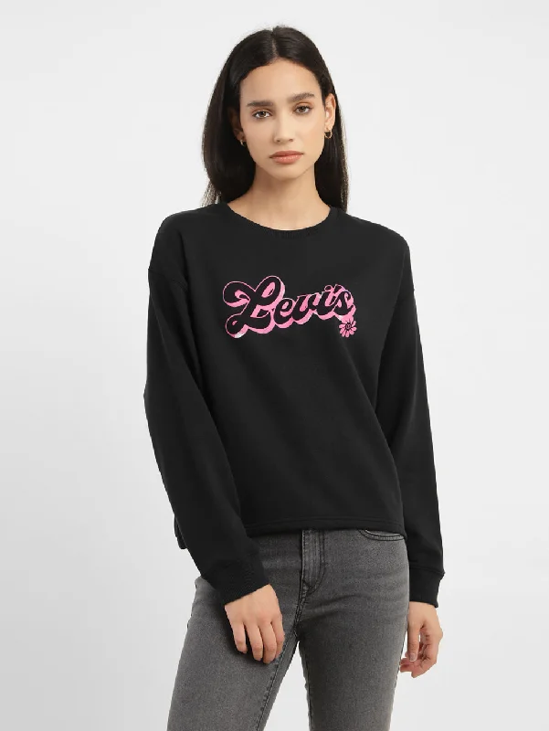 Women's Brand Logo Crew Neck Sweatshirt Minimalist Style Minimalist Style