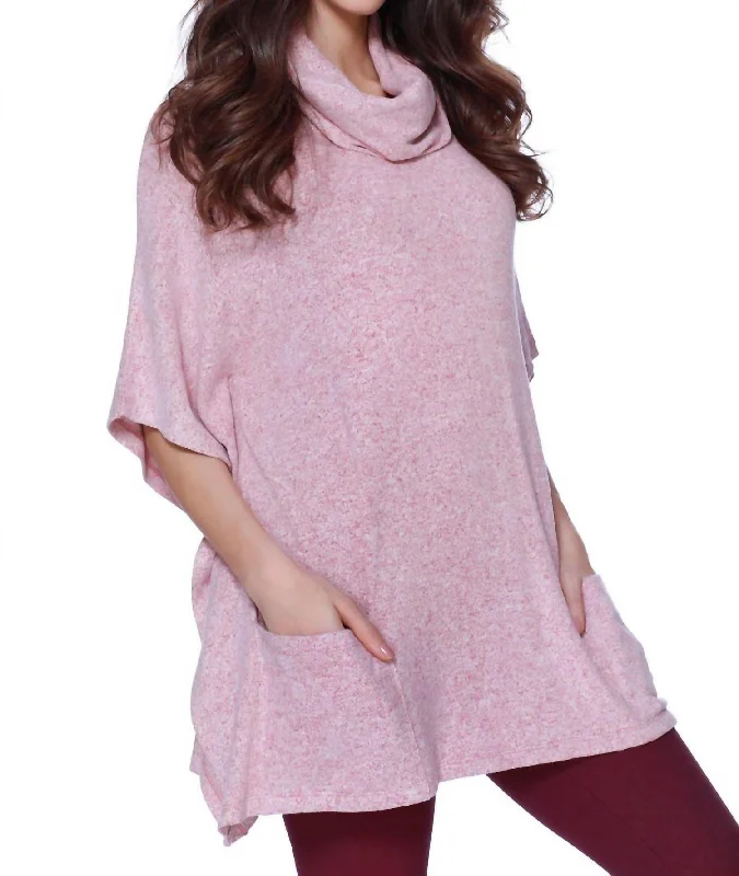 Harper Kashmira Cowl Neck Poncho In Rose Women's Contemporary Apparel Women's Contemporary Apparel