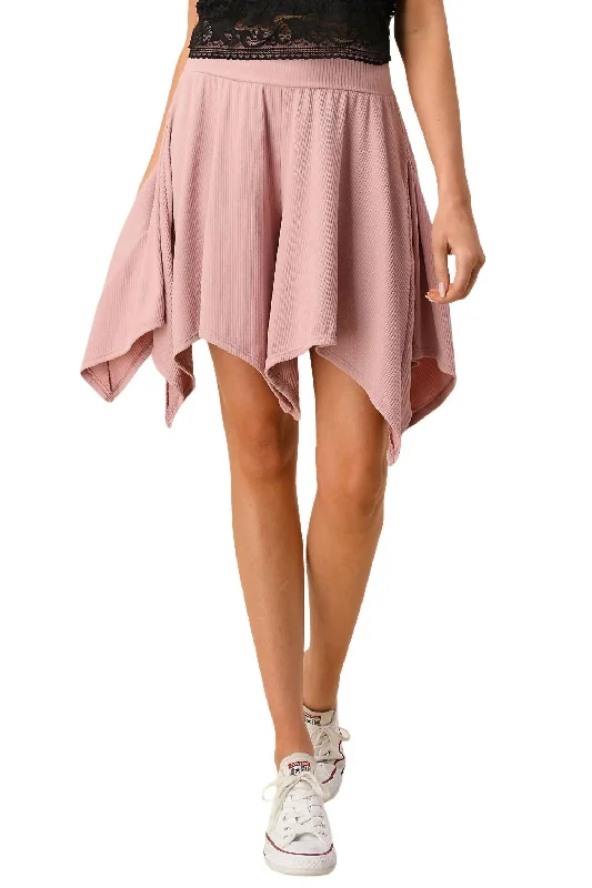 Women's Flowy Asymmetrical Shorts In Mauve Women's Clothing for Every Season and Trend Women's Clothing for Every Season and Trend