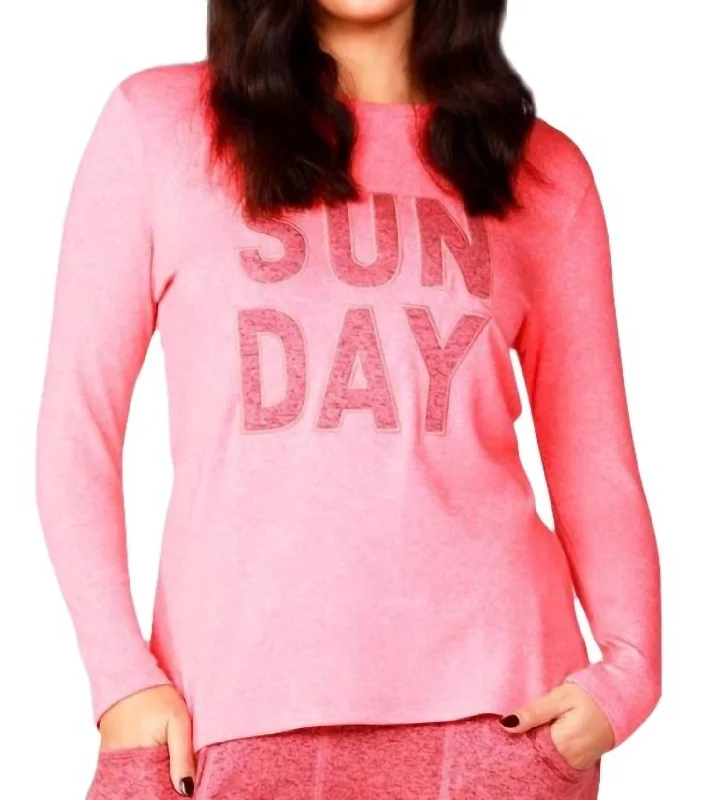 Long Sleeve Sunday Crew Top In Coral Modern Women's Clothes Modern Women's Clothes